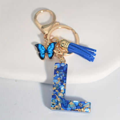 Blue Butterfly Alphabet Initial Keychain - Cute Resin Charm for Bags and Daily Use - Hiccupzz
