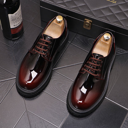 Men's Autumn And Winter Bright Leather Shoes Thick Sole Fashion Casual - Hiccupzz