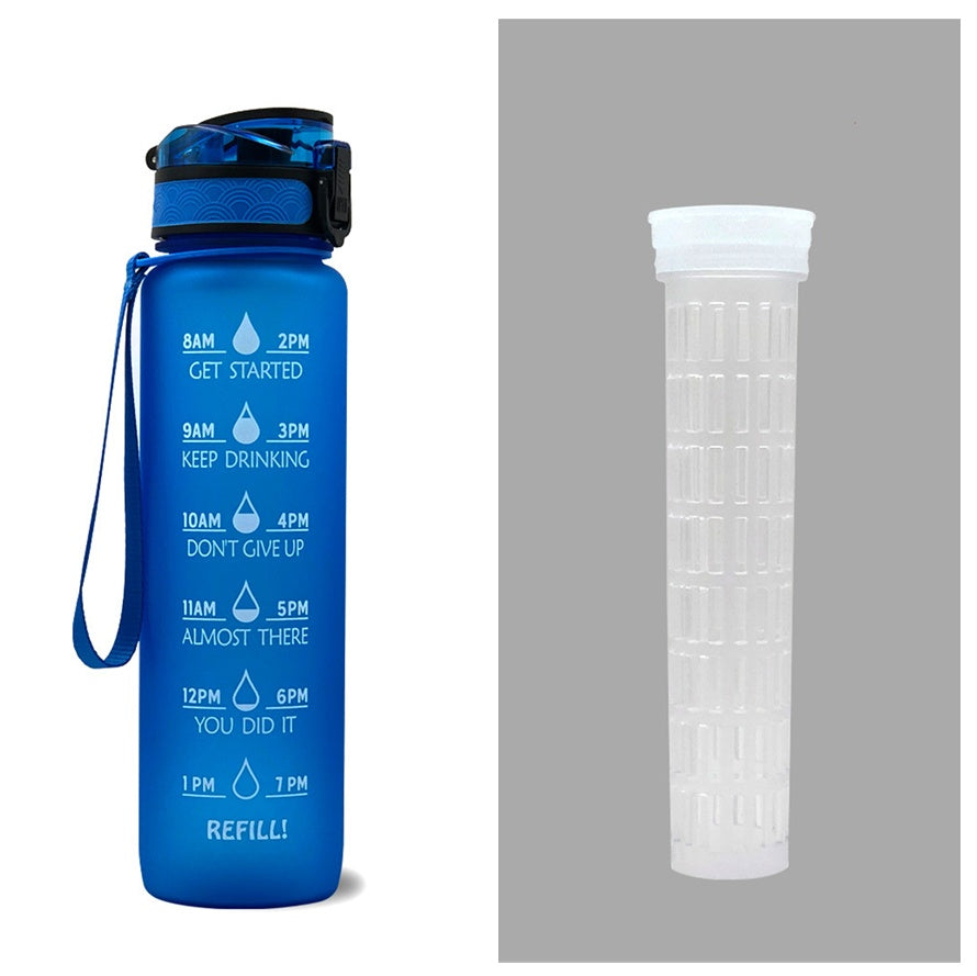 1L Tritan Water Bottle With Time Marker Bounce Cover Leakproof Cup For Sports Fitness