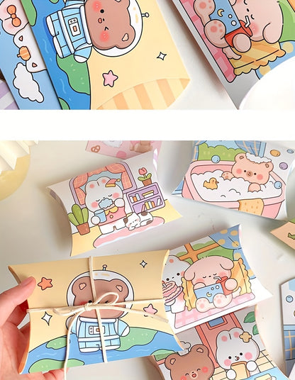 Cartoon Animal-Themed Pillow Gift Boxes (1-Pack) – Perfect for Small Candies, Birthdays, Holidays, and Special Occasions, Featuring Adorable Bear and Bunny Designs - Hiccupzz