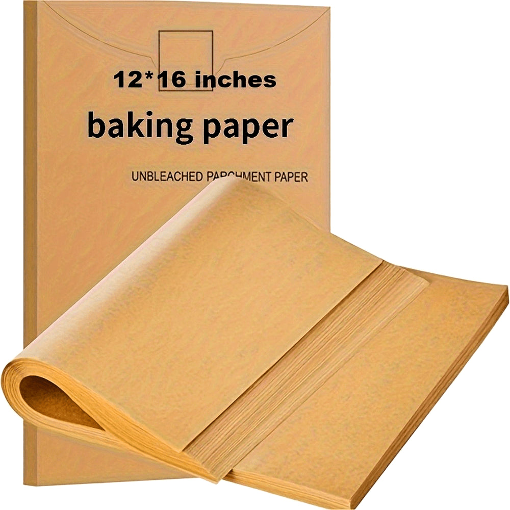 Economy Pack 50/100/200pcs Parchment Paper Baking Sheets, 12 X 16 Inches, Precut Non-Stick Parchment Sheets For Restaurant Baking, Cooking, Grilling, Air Fryer And Steaming (Unbleached)