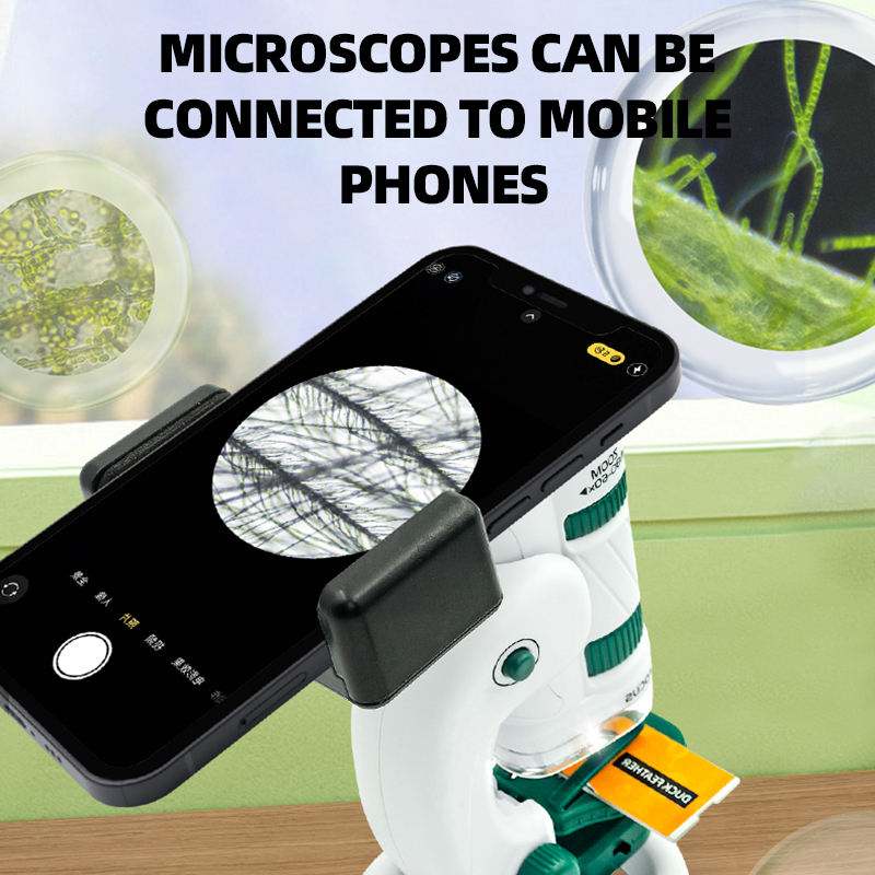 60-120x Pocket Microscope Toy Kit for Kids - Educational Mini Handheld Microscope with Light