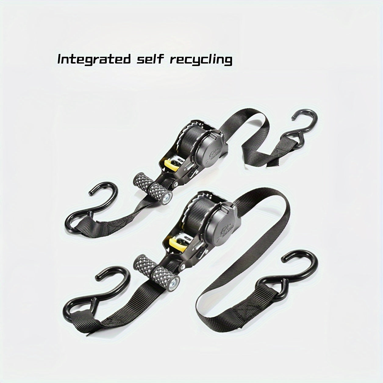 1Pc Durable Polyester Ratchet Tie-Down Strap With Automatic Retractable Tensioner