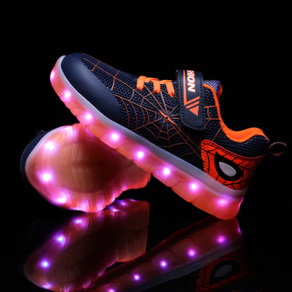Size 26-37 Kids Led USB Recharge Glowing Shoes Children's Hook Loop - Hiccupzz