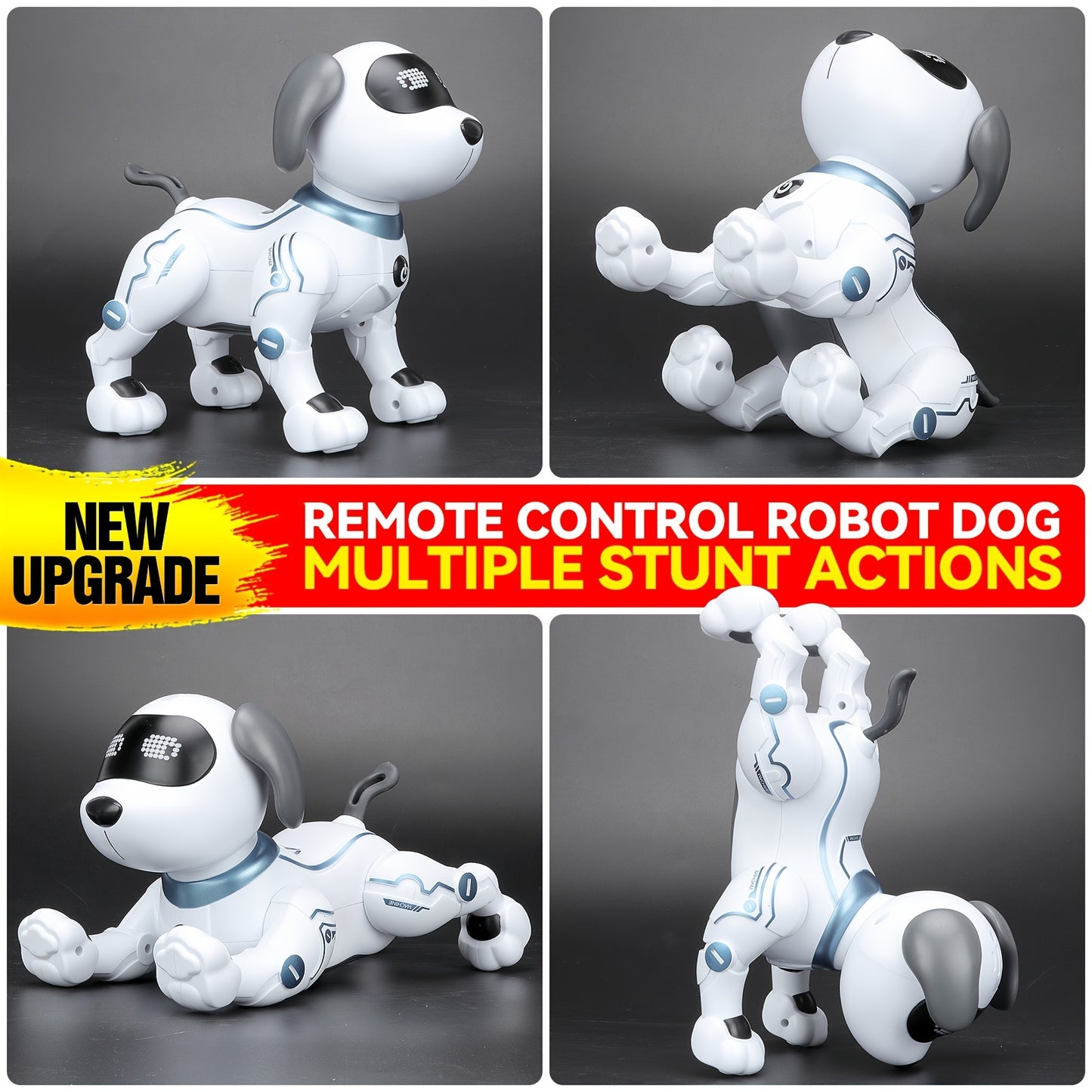 1 Pc Interactive Robot Dog with Remote Control, Voice Command, Dance & Song Functions, Rechargeable Battery, Infrared Sensing, LED Lights ABS Resin Electronic Pet Toy for Kids.