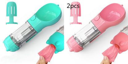 Pet Water Bottle Feeder Bowl Garbage Bag Storage Portable Pet Outdoor Travel 3 In 1 Dog Water Bottle - Hiccupzz
