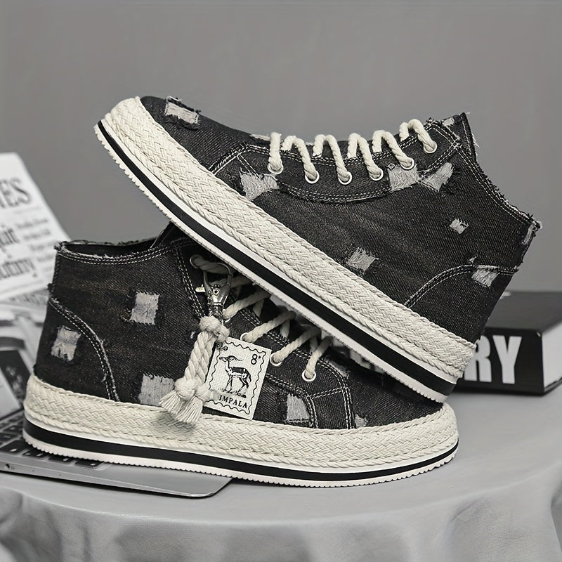 Breathable High Top Denim Skate Shoes for Men