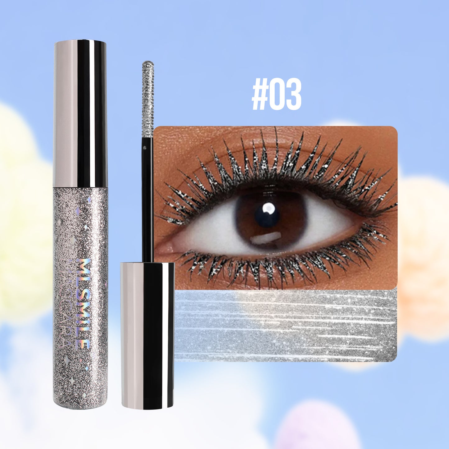 Pearlescent Color Mascara: Thin, Glittering, Waterproof & Smudge-Proof