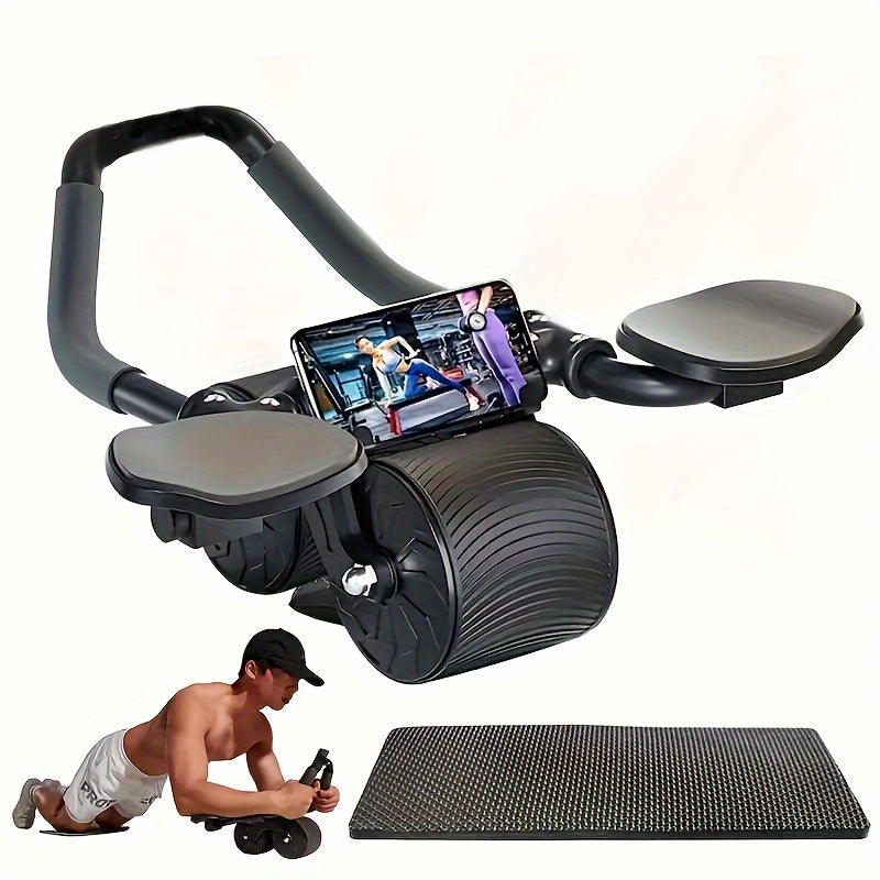 1Pc- Automatic Rebound Ab Wheel with Elbow Pad for Core & Belly Training