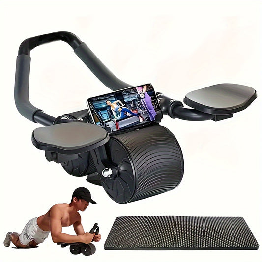 1Pc- Automatic Rebound Ab Wheel with Elbow Pad for Core & Belly Training