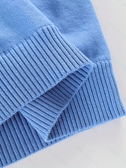 Boys' Cotton-Blend Knit Sweater - Casual Round Neck Pullover for Fall/Winter - Hiccupzz