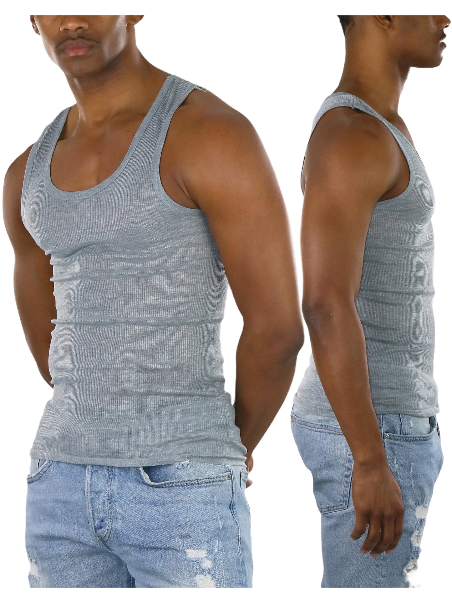 Men's Multi-Pack of Slim Fit Shallow Scoop Neck Undershirts