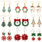 9-Piece Set of Bow and Christmas Earrings - Alloy Christmas Tree, Santa Claus, Bell Earrings for Parties, Holidays, and Daily Wear