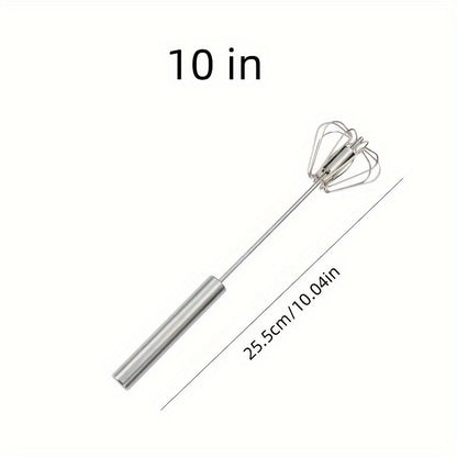 Semi-Automatic Stainless Steel Whisk Set: Manual Hand Push Egg Beater and Non-Electric Rotary Whisk (10/12/14 Inch) for Mixing and Frothing - Hiccupzz