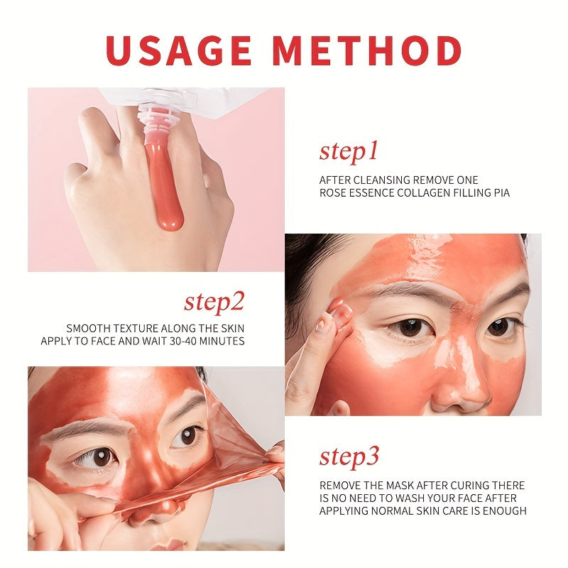 6g*10pcs Rose Collagen Soft Mask - Moisturizing and Cleansing Peeling Mask for Smooth, Hydrated Skin with Reduced Blemishes and Smooth Pores - Portable Packaging Included