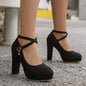 Elegant Women's Buckle Strap Platform Pumps for Weddings and Banquets - Hiccupzz