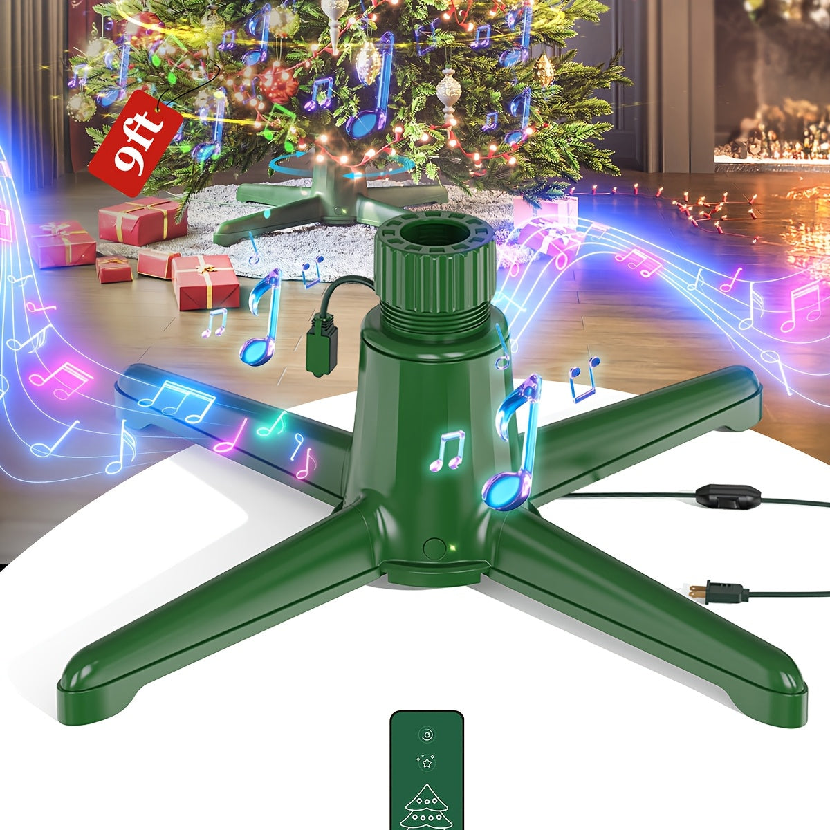 Rotating Christmas Tree Stand - 360° Spinning Tree Base for Up to 7.5Ft, 90-Pound Artificial Trees with Remote Control