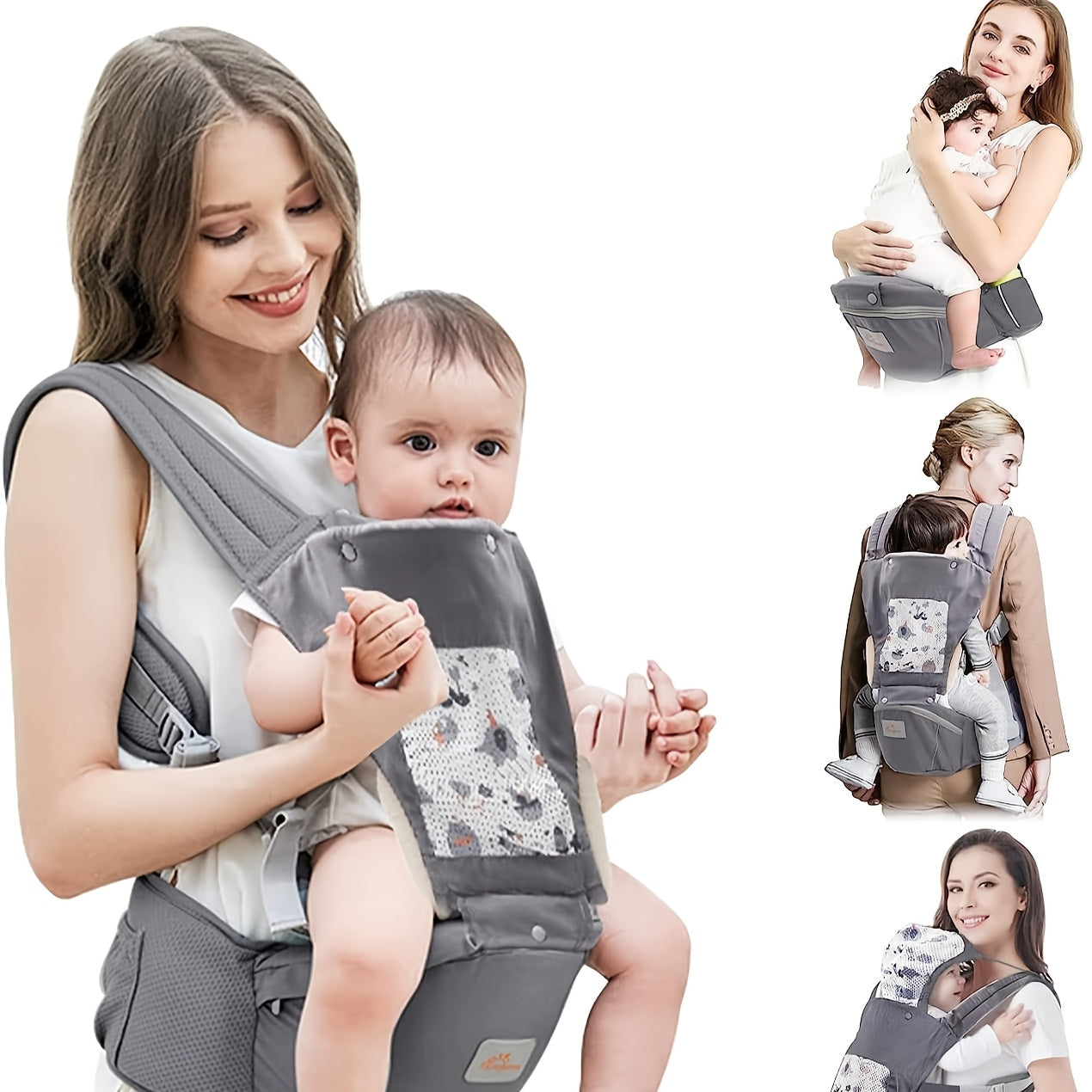 Baby Carrier Newborn to Toddler - All-Position Hip Carrier with Hood, Perfect for Breastfeeding