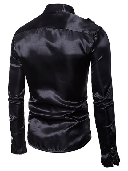 Men's Casual Dress Shirt Button Down Shirts Long-Sleeve Work Shirt Spread Collar Tops - Hiccupzz