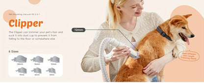 Pet Grooming Vacuum Kit 5 in 1 - Strong Suction Power, 99% Pet Hair Removal, Professional Clippers with 6 Guide Combs, Multifunctional Grooming Tools for Dogs, Cats, and Other Animals - Hiccupzz