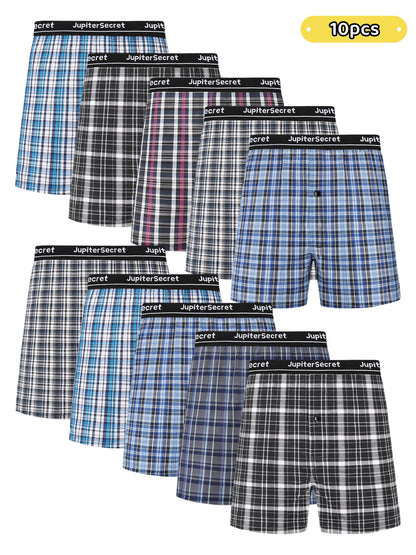 JupiterSecret Men's Woven Boxer Shorts - 6/10-Pack, Elastic Waistband, Random Colors - Hiccupzz