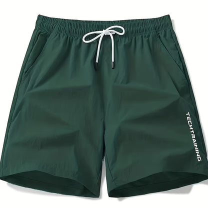Men's Casual Loose Fit Active Shorts, Chic Letter Print Sports Shorts For Summer - Hiccupzz