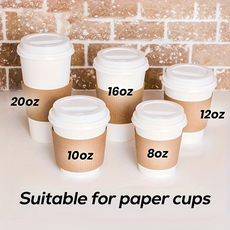 50/100pcs Heat-Insulated Double-Layer Corrugated Coffee Cup Sleeves for 12oz-24oz Drinks - Anti-Slip and Anti-Scald Design, Ideal for Coffee Shops and Beverage Stalls