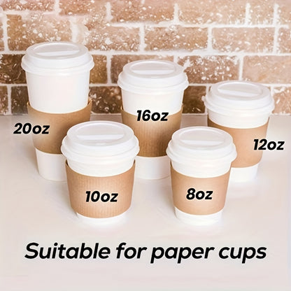 50/100 Pcs Heat-Insulated Double-Layer Corrugated Coffee Cup Sleeves for 12oz-24oz Drinks - Anti-Slip and Anti-Scald Design, Ideal for Coffee Shops and Beverage Stalls - Hiccupzz