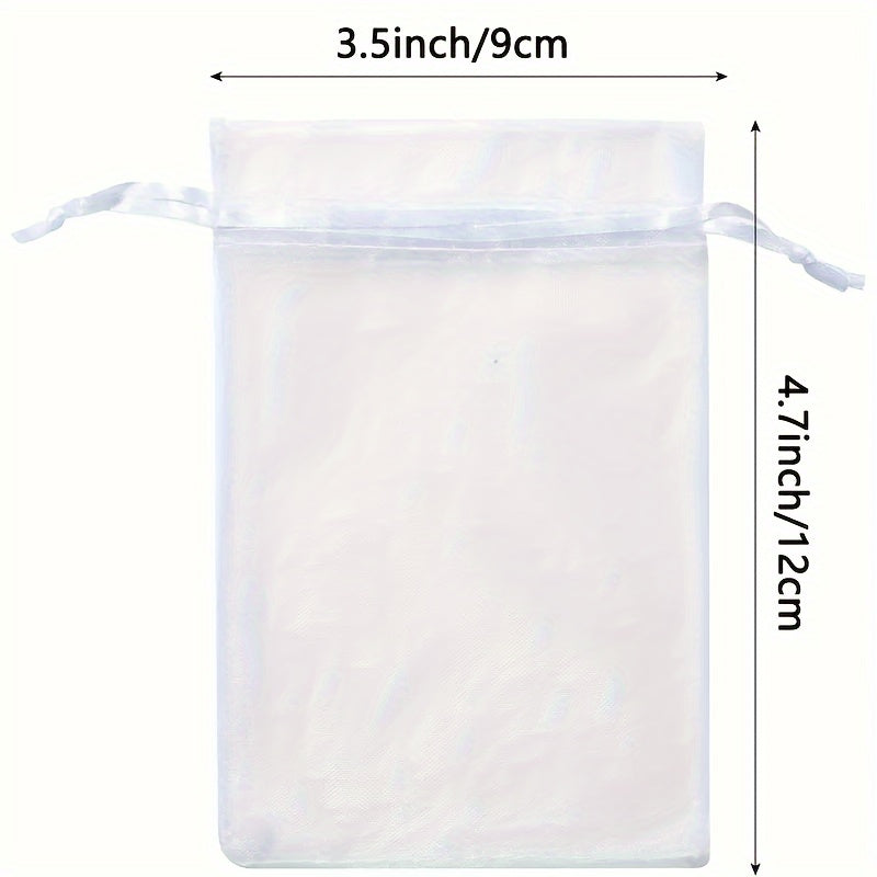 10pcs Value Pack Organza Bags (3.5 x 4.7 Inch) – Clear Drawstring Gift Bags for Jewelry, Wedding, Party, and Christmas Gifts, Small Mesh Goody Bags for Mini Candies, Holiday Party Decorations, and Favors