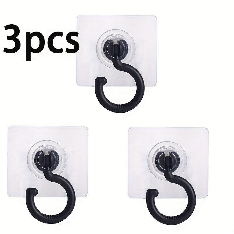 3 Pcs / set Self-Adhesive 360° Rotatable Ceiling Hook, No-Drill Wall Mount For Dome Bed Canopies & Mosquito Nets & Scarves And Bags Storage