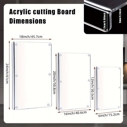 3 Pieces Acrylic Cutting Board for Kitchen Counter Non Slip - Hiccupzz