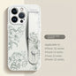 Floral Print Phone Case with Wrist Strap for iPhone 15/14/13/12 Pro Max Series - Elegant Lily Pattern, High-End Anti-Scratch and Drop-Proof Cover with Bracket Feature - Hiccupzz