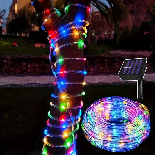 1 Pack Solar Tube String Lights - 8 Modes Outdoor LED Copper Wire Lights