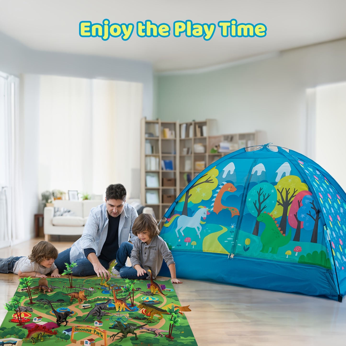 Youngsters' Forest Dinosaur Play Tent - Durable Polyester, Easy Assembly, Breathable Mesh Panels, 60"L x 36"W x 36"H - Perfect for Indoor & Outdoor Fun