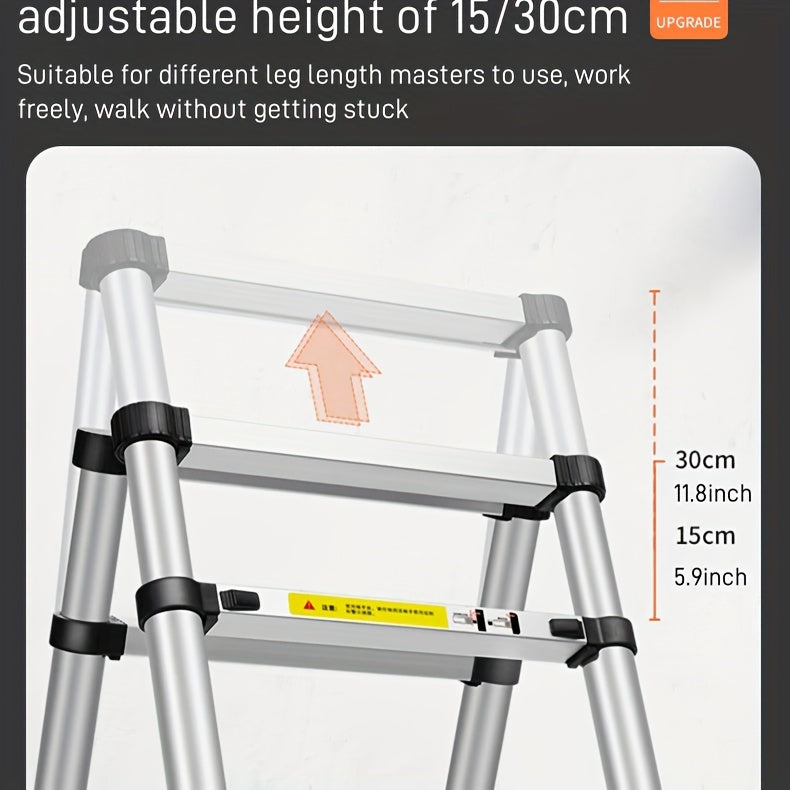 6.5 Ft 7-Step Telescopic Folding Ladder - Herringbone Design, Anti-Shake & Anti-Slip, 330 lb Capacity, Multi-Purpose Outdoor Household Ladder