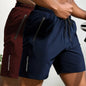 2pcs Men's Letter Print Casual Shorts With Pockets, Sporty Style Elastic Waist Bottoms, Men's Clothing For Summer Gym Workout - Hiccupzz