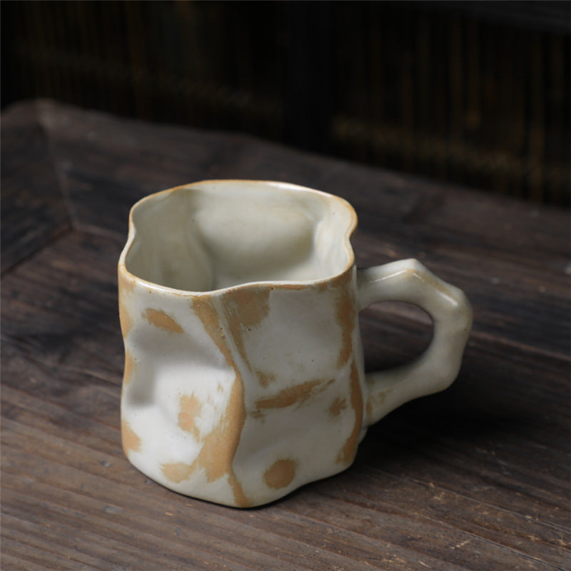 Vintage Japanese Ceramic Mug - Irregular High-Aesthetic Coarse Water Cup