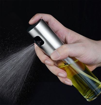 Stainless Steel Grill Kitchen Cooking Oil Spray Bottle With Scale - Hiccupzz