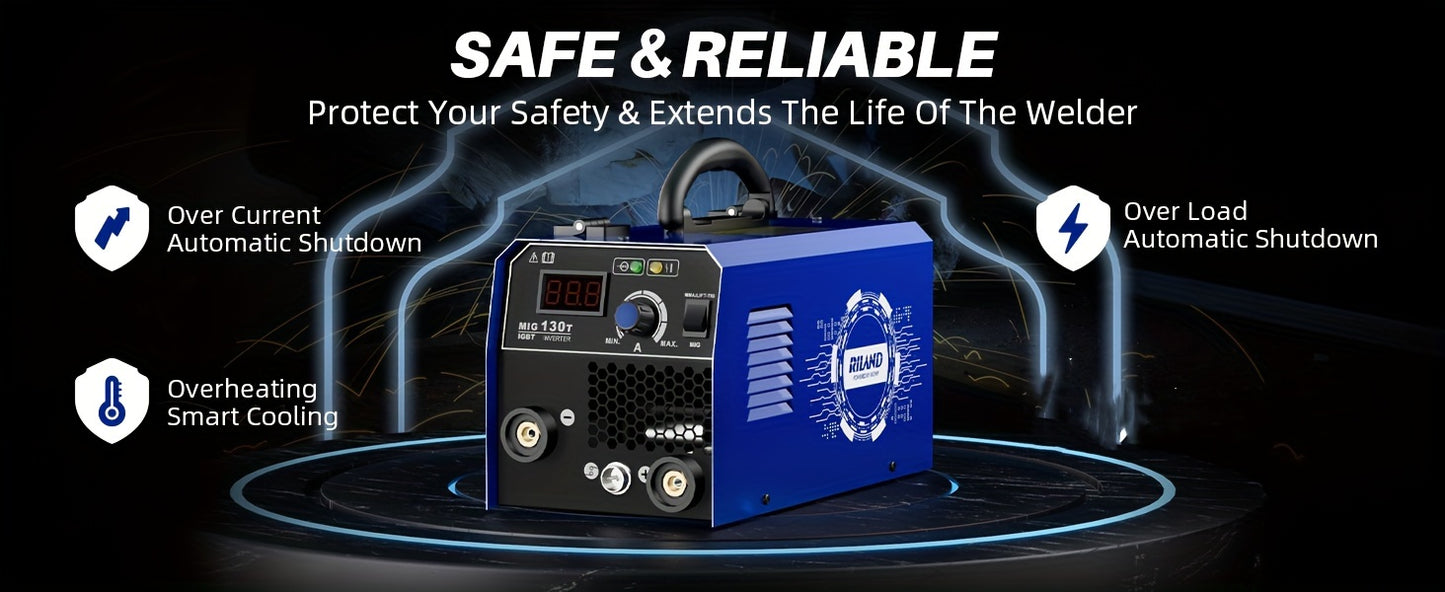 3-in-1 Flux Core Welder, 130A MIG Welder, MIG/Lift TIG/Stick Welding Machine 110v with Synergic Control, IGBT Inverter Portable Gasless Welder Equipment with Welding Gun, and 1Lb Welding Wire