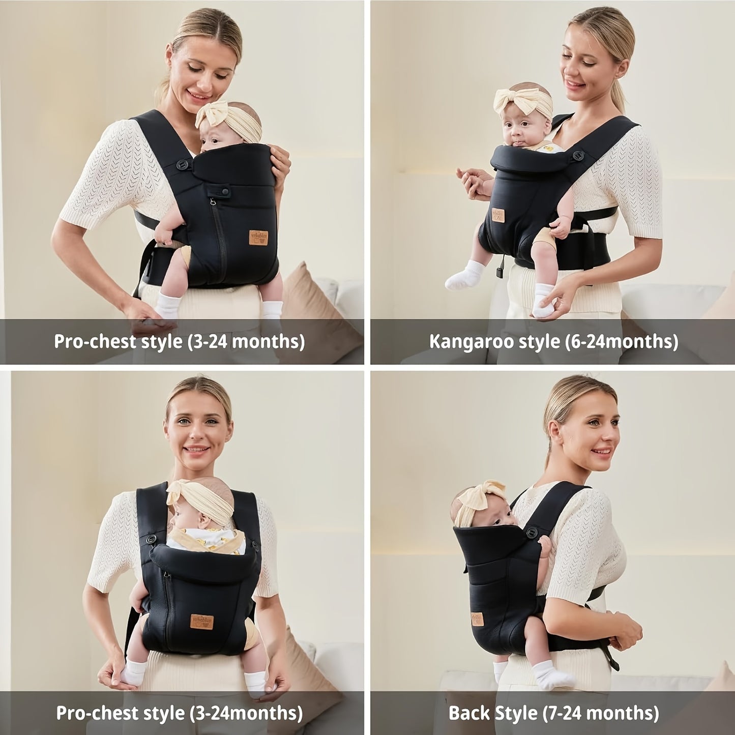 Ergonomic Baby Carrier - Newborn & Toddler Wrap, Hands-Free Sitting Support Sling, Breathable Chest Carrier