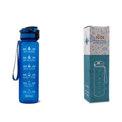 1L Tritan Water Bottle With Time Marker Bounce Cover Leakproof Cup For Sports Fitness