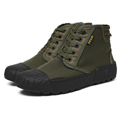 Construction Site Wear-resistant Non-slip High Top Canvas Breathable Shoes - Hiccupzz