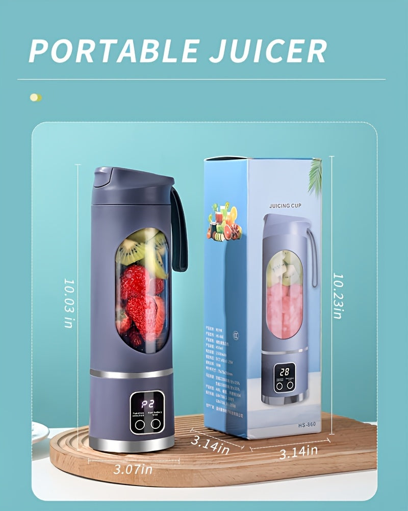 1 Pc Portable Fruit Juicer, 450mL/15.22 Ounces, 12-Blade, USB Rechargeable 1500 mAh Battery