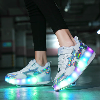 Children's Fashion Removable Charging With Lights Light-emitting Roller Skates - Hiccupzz