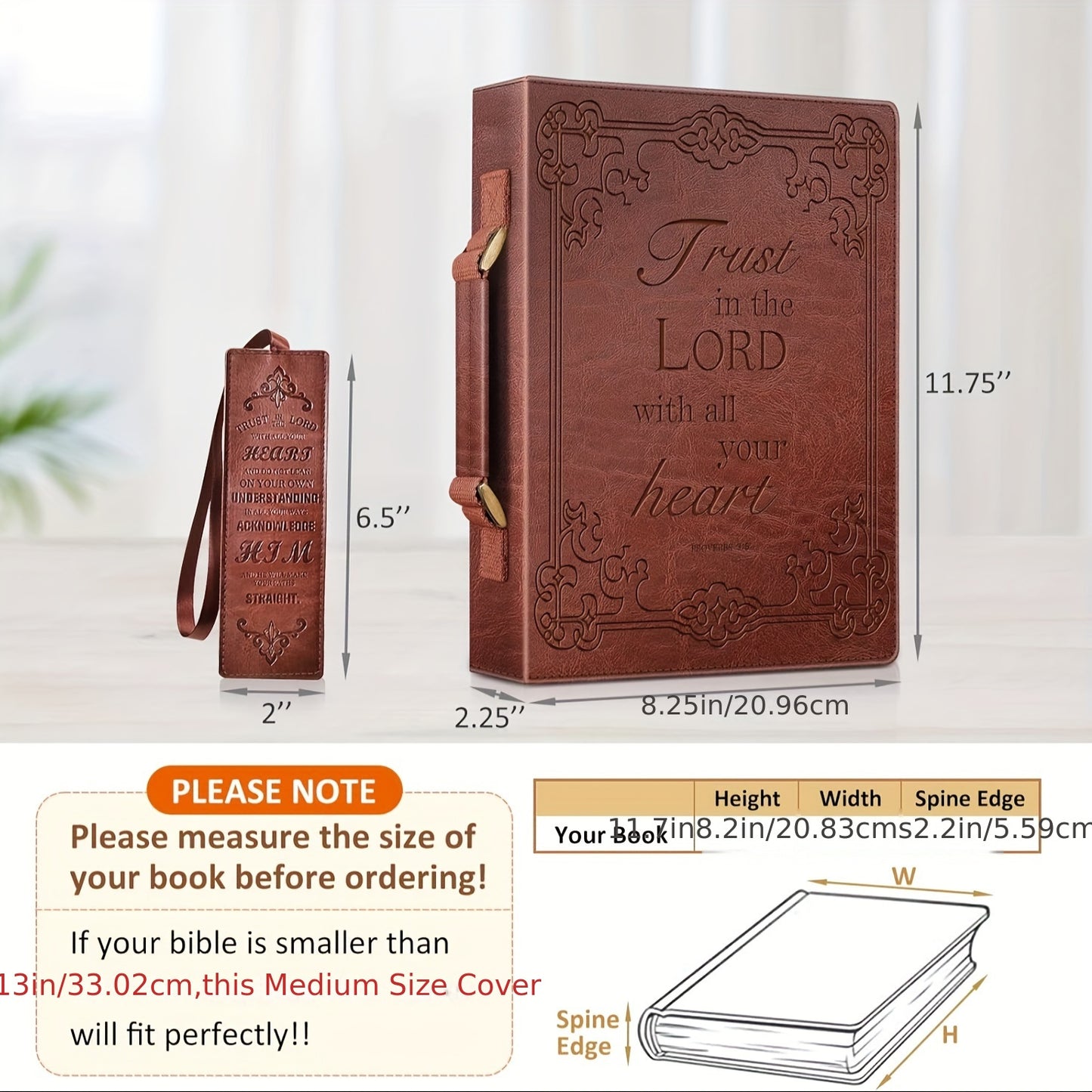 Classic PU Leather Bible Cover with Handle