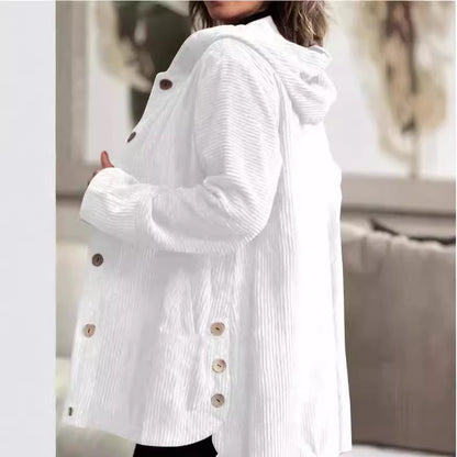 Women's Hooded Loose Corduroy Casual Jacket - Hiccupzz