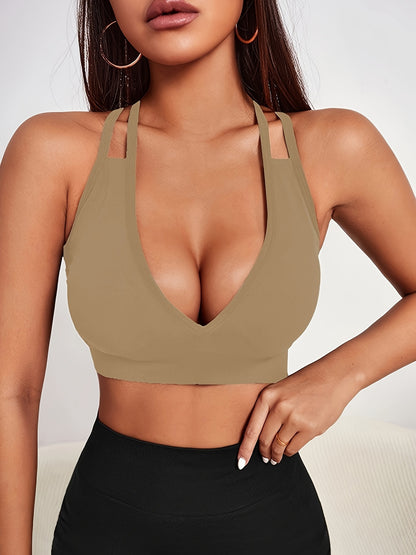 Women's Seamless Push Up Sports Bra, Fitness Yoga Top, Gym Running Workout Underwear, Cross-Back Athletic Support - Hiccupzz