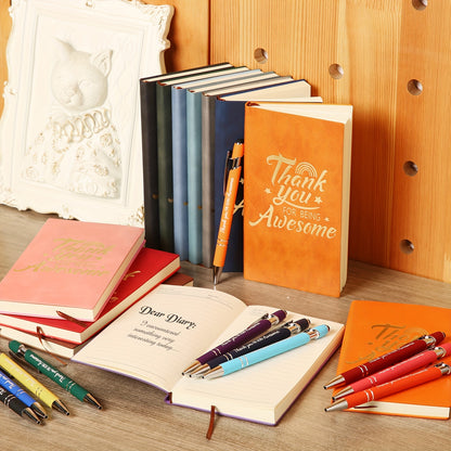 24 Pcs Inspirational Gift Journals With Ballpoint Pen A6 Leather Journal Notebook Bulk For Employee Appreciation Gift Coworker Teacher Nurse Business Work School (Awesome) - Hiccupzz