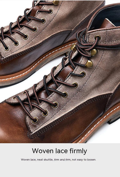 Motorcycle Leather Boots Men's Genuine Leather England Style - Hiccupzz
