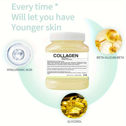 Crystal Collagen Facial Mask Powder, 12.3 oz – Hyaluronic Acid & Beta-Glucan for Smooth Skin - Hiccupzz